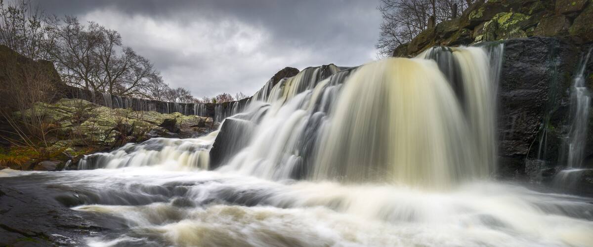 Image of Southford Falls at Southford falls State Park in Southbury, Connecticut, USA., taken after tow days of rain.