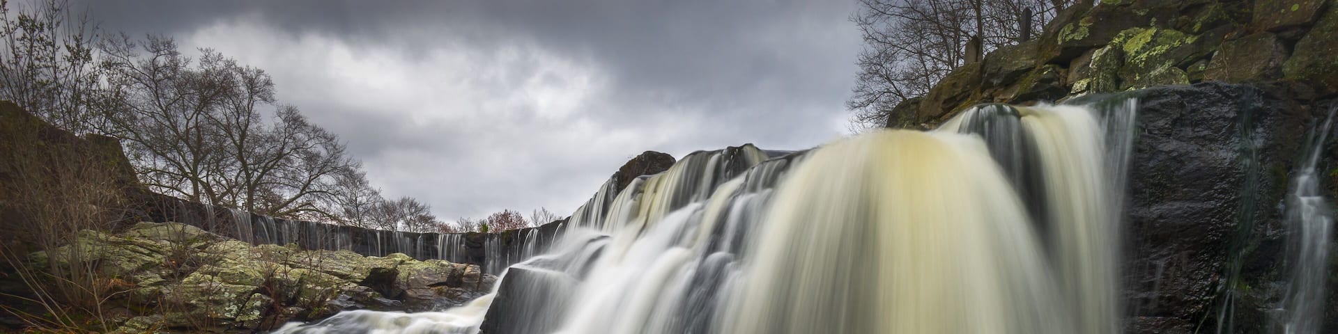 Image of Southford Falls at Southford falls State Park in Southbury, Connecticut, USA., taken after tow days of rain.