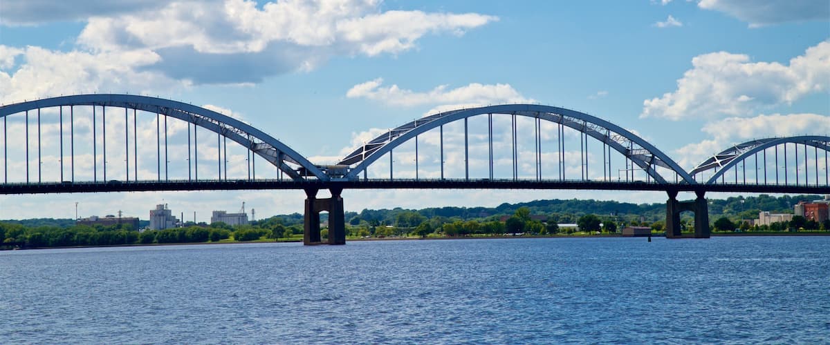 Davenport showing a bridge and a river or creek