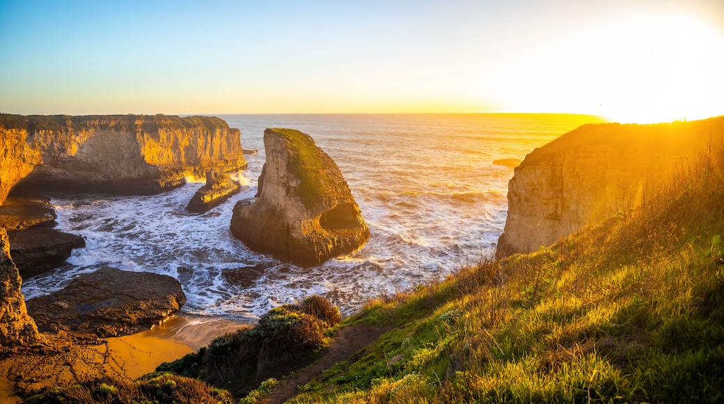 Shark Fin Cove Coast at Golden Sunset California