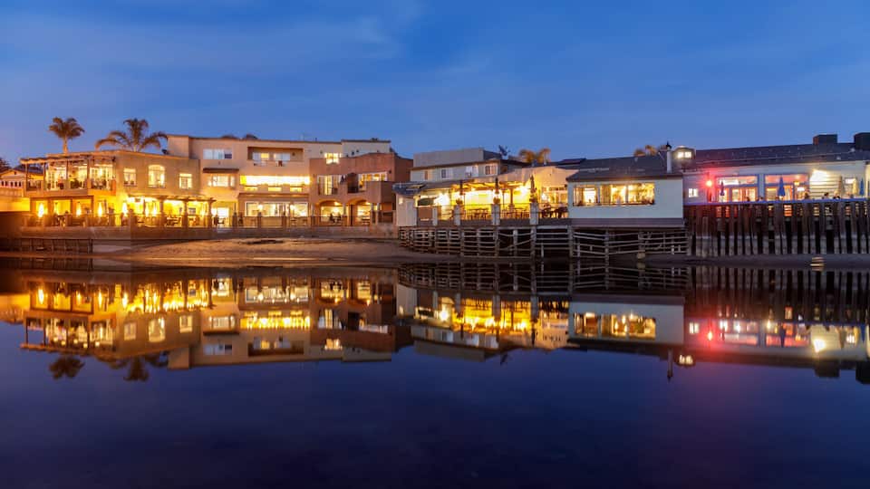 Capitola Village Restaurants Panorama. Capitola, Santa Cruz County, California, USA.