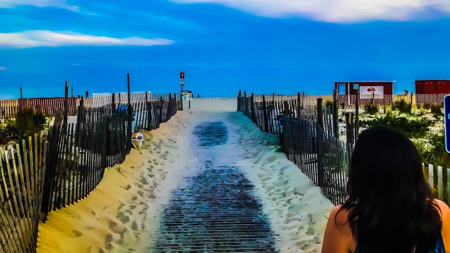 Entering the beach at Cape May