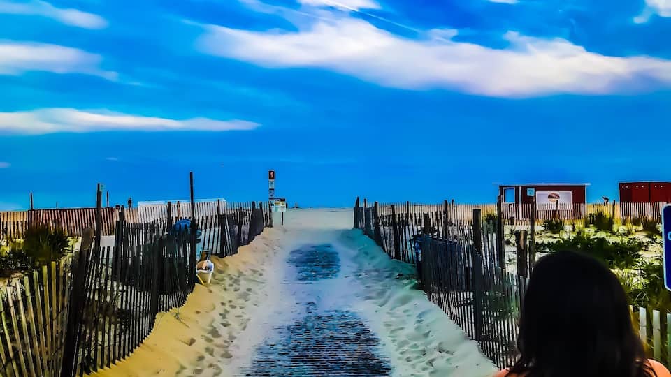 Entering the beach at Cape May