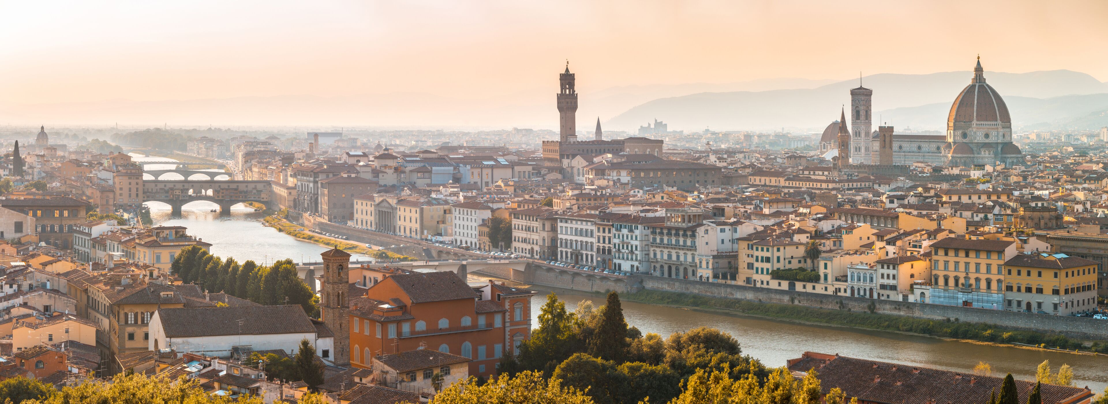 Florence panoramic aerial view  at sunset
