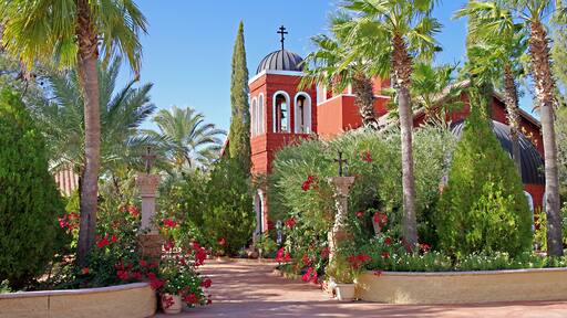 The monastery consists of seven chapels and lush grounds. Shown here is the main entry and the exterior of one of the chapels
