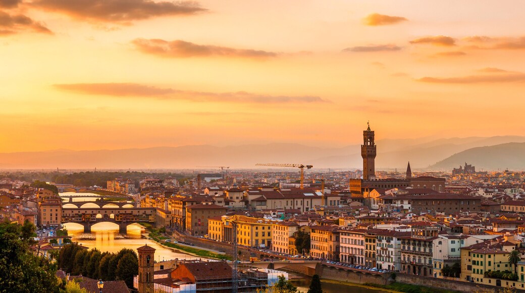 Panoramic view of the Florence city during golden sunset