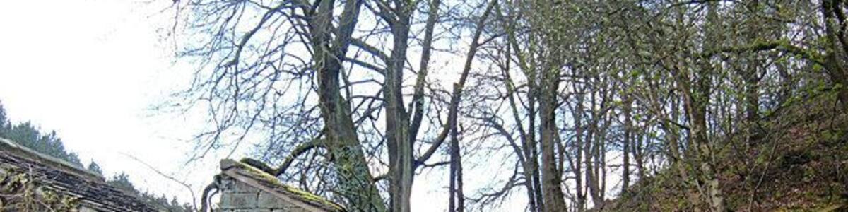 Lane to Higher House, Cragg Vale This lane crosses Withens Clough at a junction with Rud Lane near St John's church.