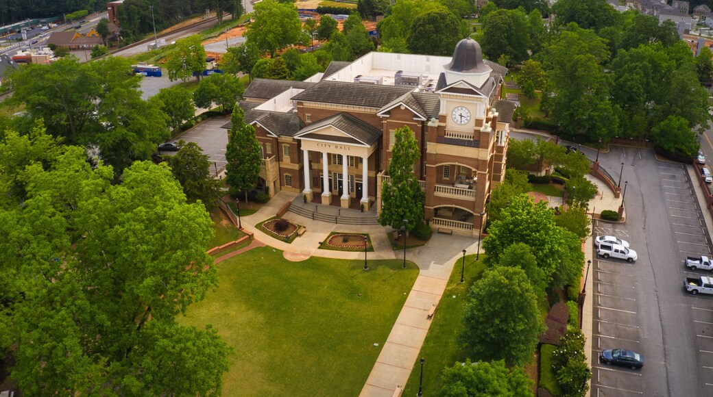 Aerial view of City town hall building in Duluth, GA