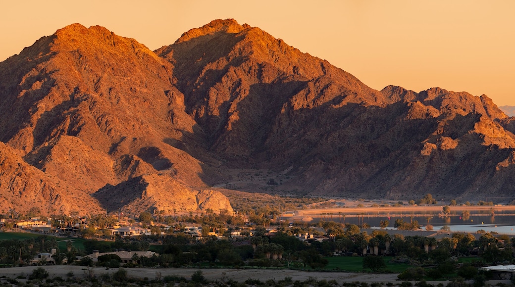 Dramatic sunrise over La Quinta desert mountains