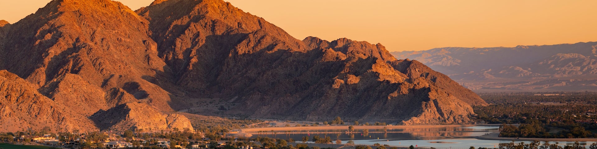 Dramatic sunrise over La Quinta desert mountains
