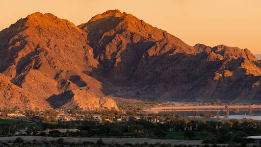 Dramatic sunrise over La Quinta desert mountains