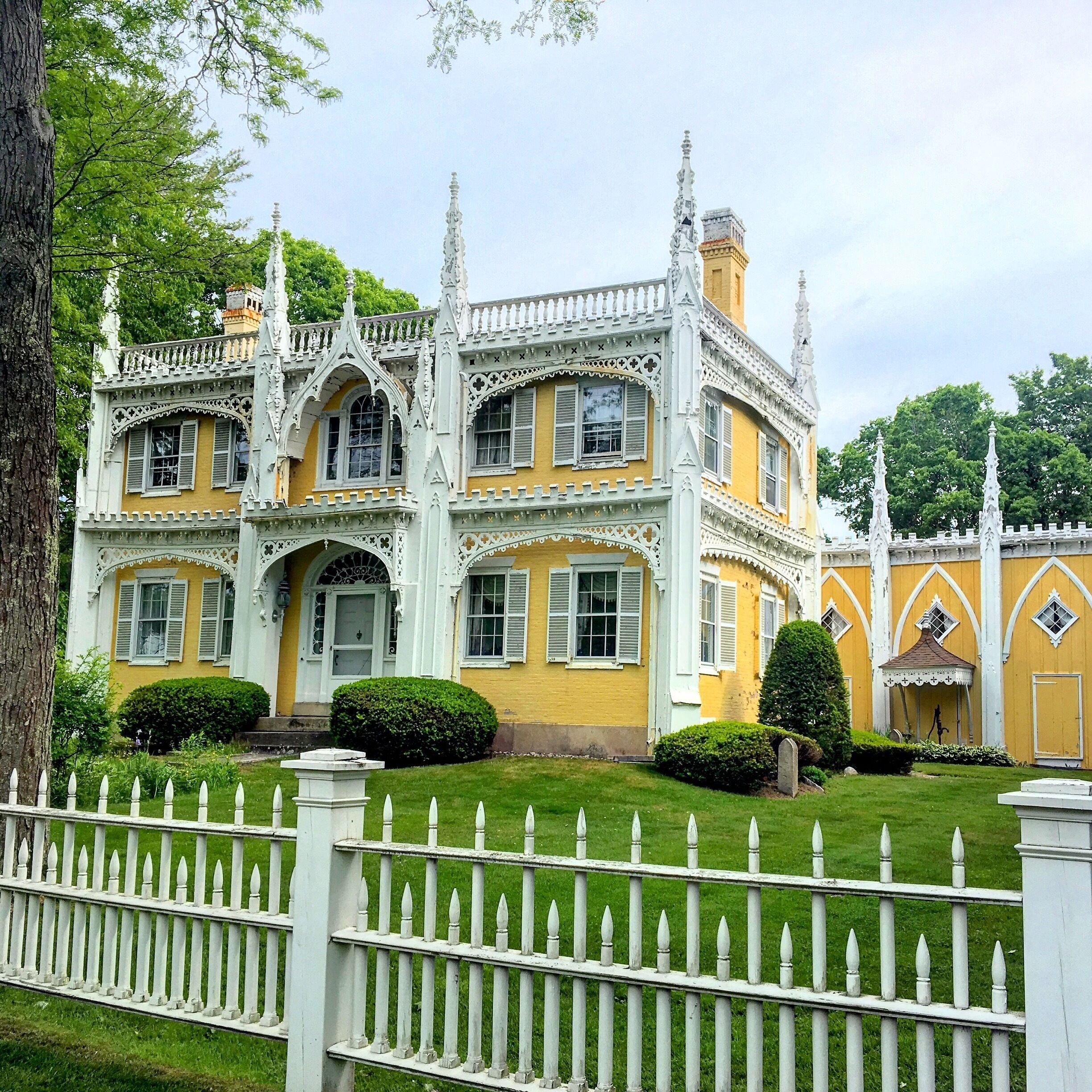 The Wedding Cake House. A ship captain built this house for his wife because he felt that he didn't give her a proper wedding. 