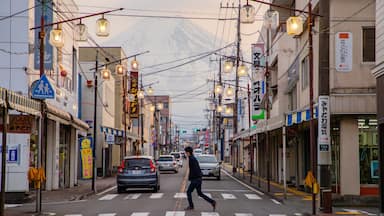 Fujiyoshida featuring street scenes as well as an individual male