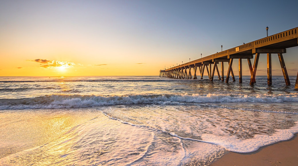 Johnnie Mercers Fishing Pier at sunrise in Wrightsville Beach east of Wilmington,North Carolina,United State.
