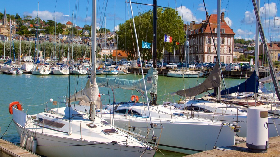 Deauville featuring a marina