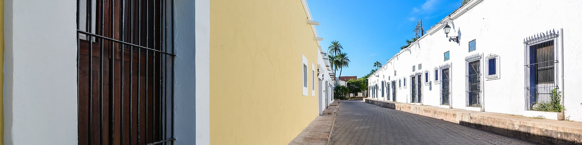 Typical street in the Spanish Colonial town of Alamos, Sonora, Mexico