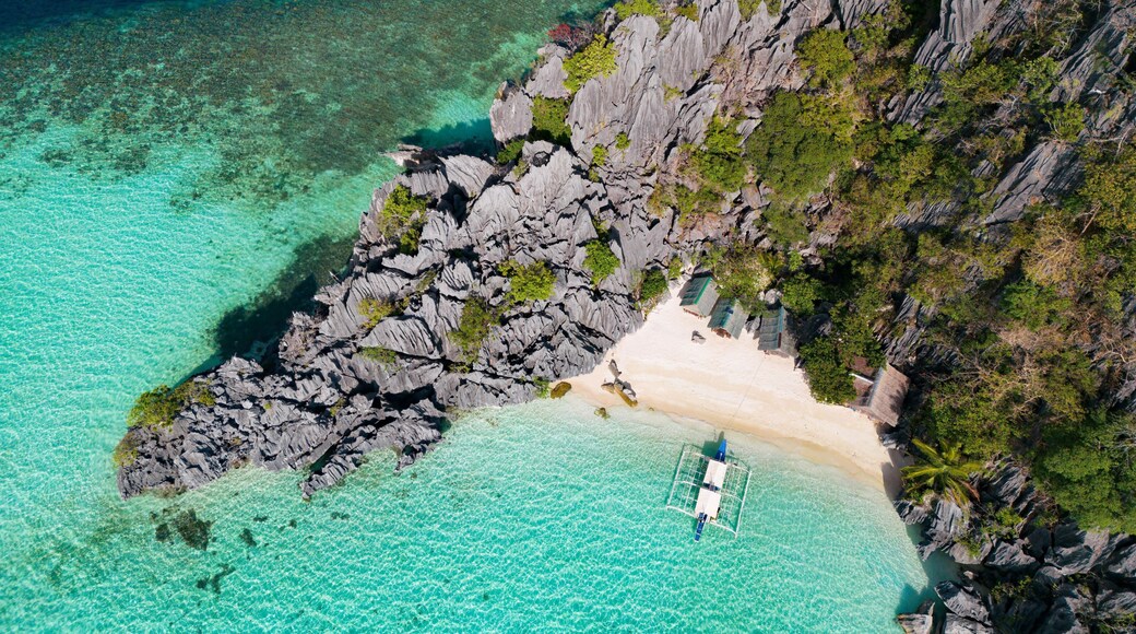 Scenic aerial view of Smith Point Beach in Coron, Philippines