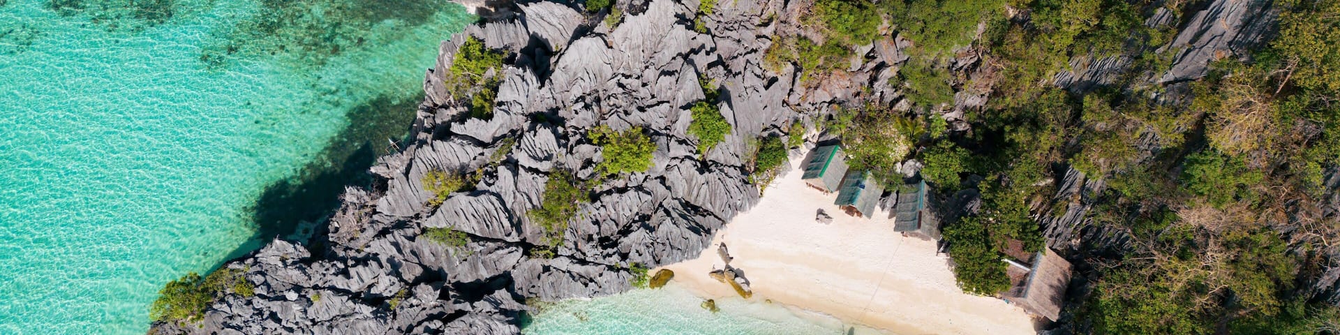 Scenic aerial view of Smith Point Beach in Coron, Philippines