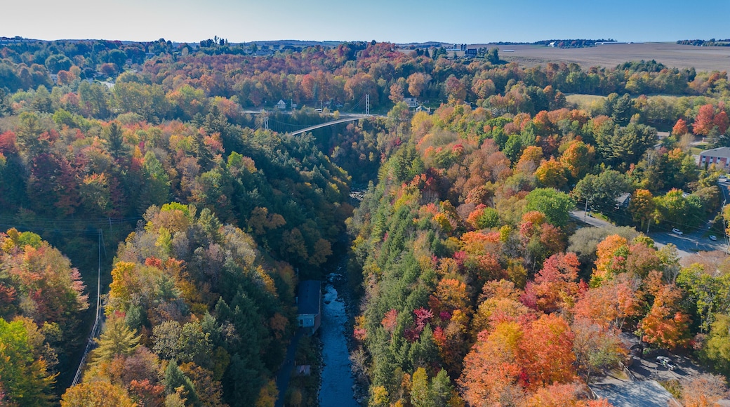 Aerial view of part of the Canadian countryside in Quebec in the fall