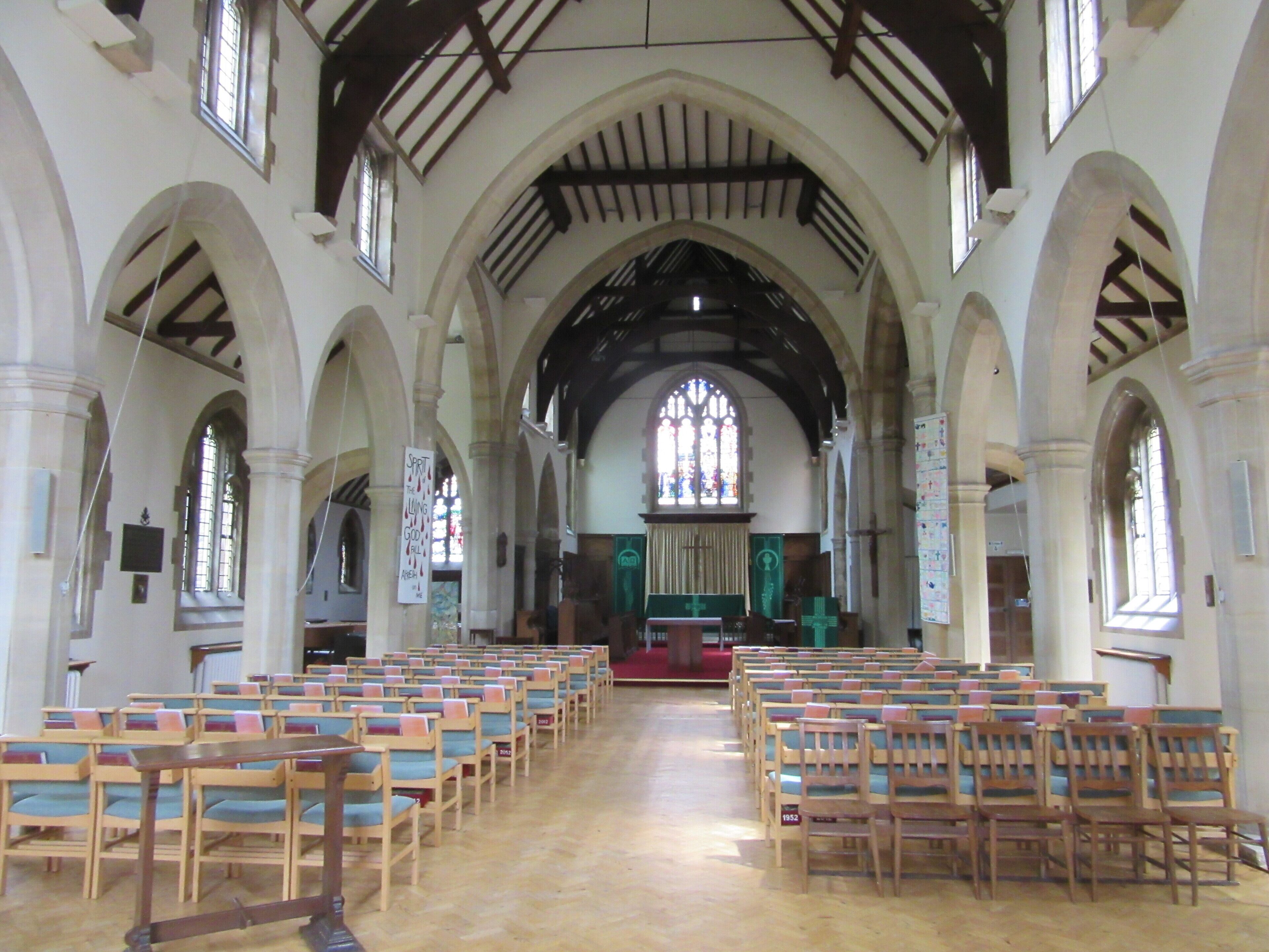 Interior view of St Alban's Church, Tilford Road, Hindhead, Borough of Waverley, Surrey, England.