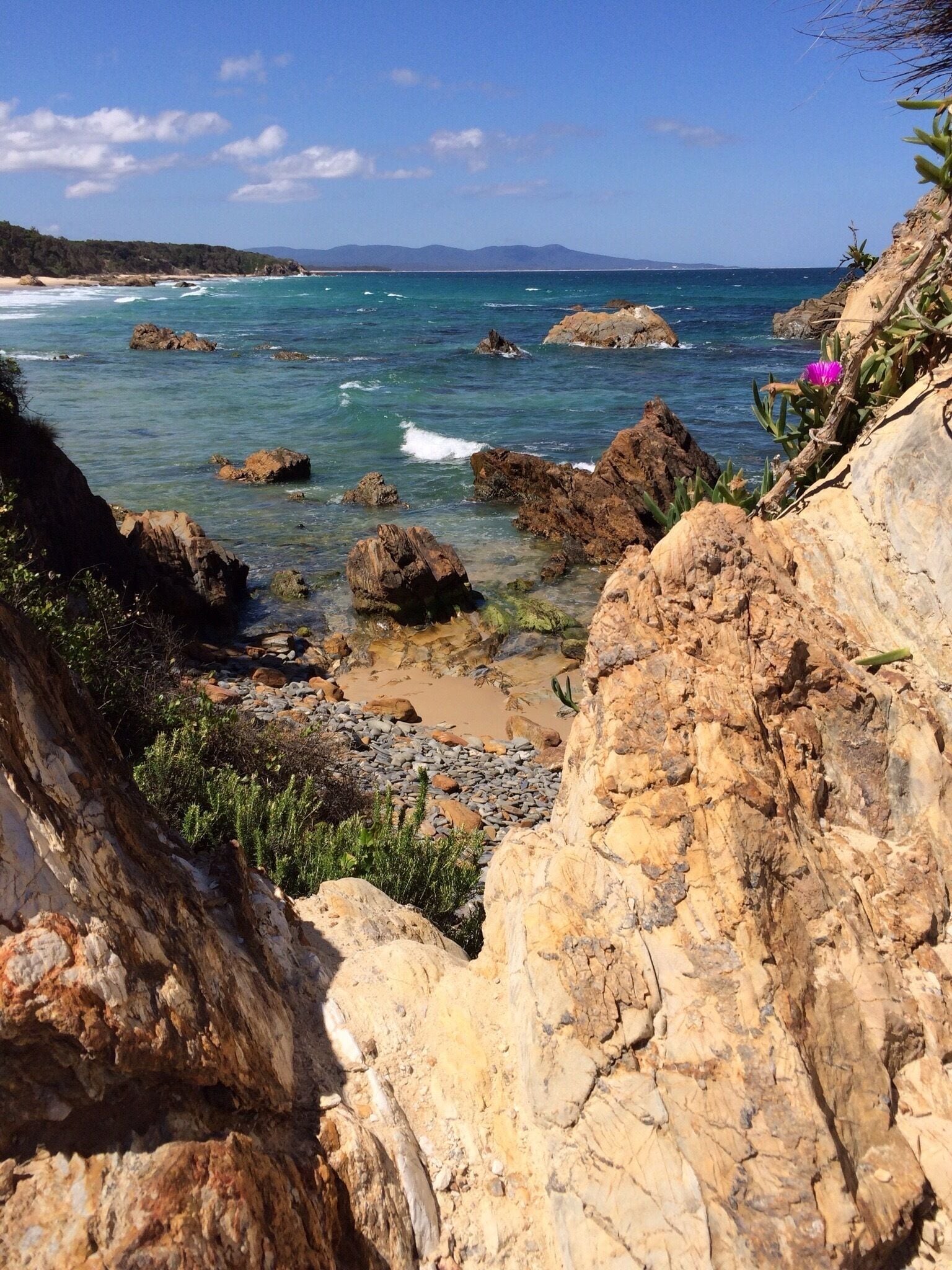 The outlook to Quarry Beach from Secret Beach near Mallacoota and adjacent to Croanjingolong #NationalPark in far eastern Victoria.
 Holiday snap with my #iPhone5s from my #Summer #roadtrip in December 2015.
#Australia  #Blue
The great #outdoors!