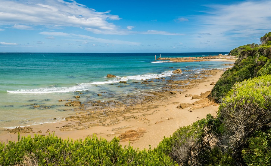 Mallacoota beach in Victoria, Australia, in the summer, Shutterstock ID 1158777556, Purchase Order: -