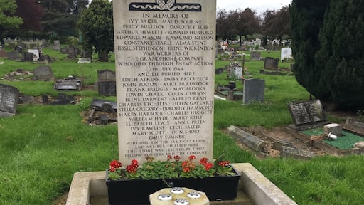 Monument to those who died in a record plant bombing during WWII.