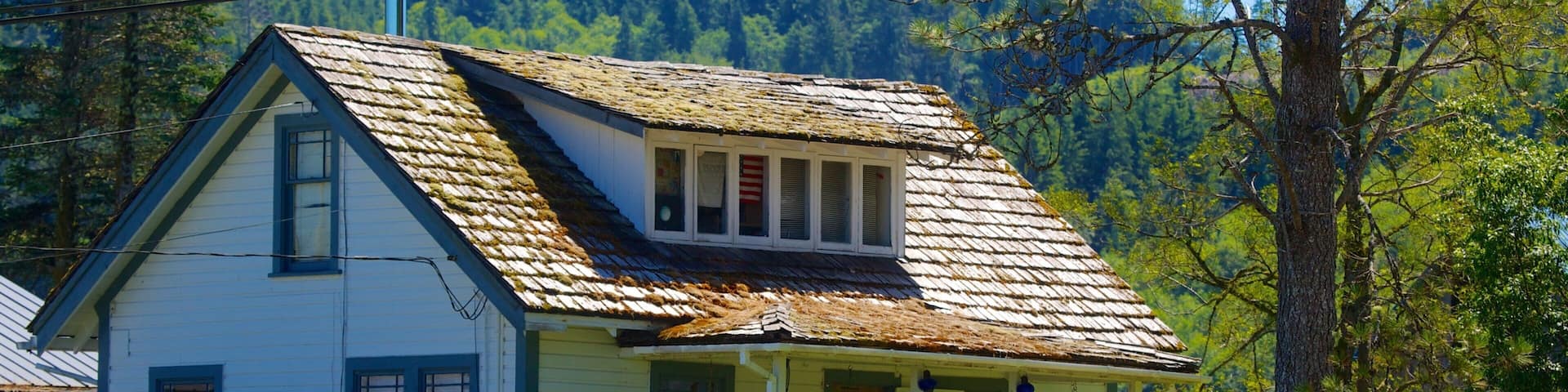 Forks showing a small town or village and a house