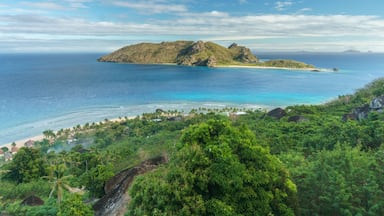 At the halfpoint of a hike to the main peak of Wayalailai island, Yasawa island group, Fiji. Taken from Wayalailai in the direction of Kuata island., Shutterstock ID 1094552630, Purchase Order: -