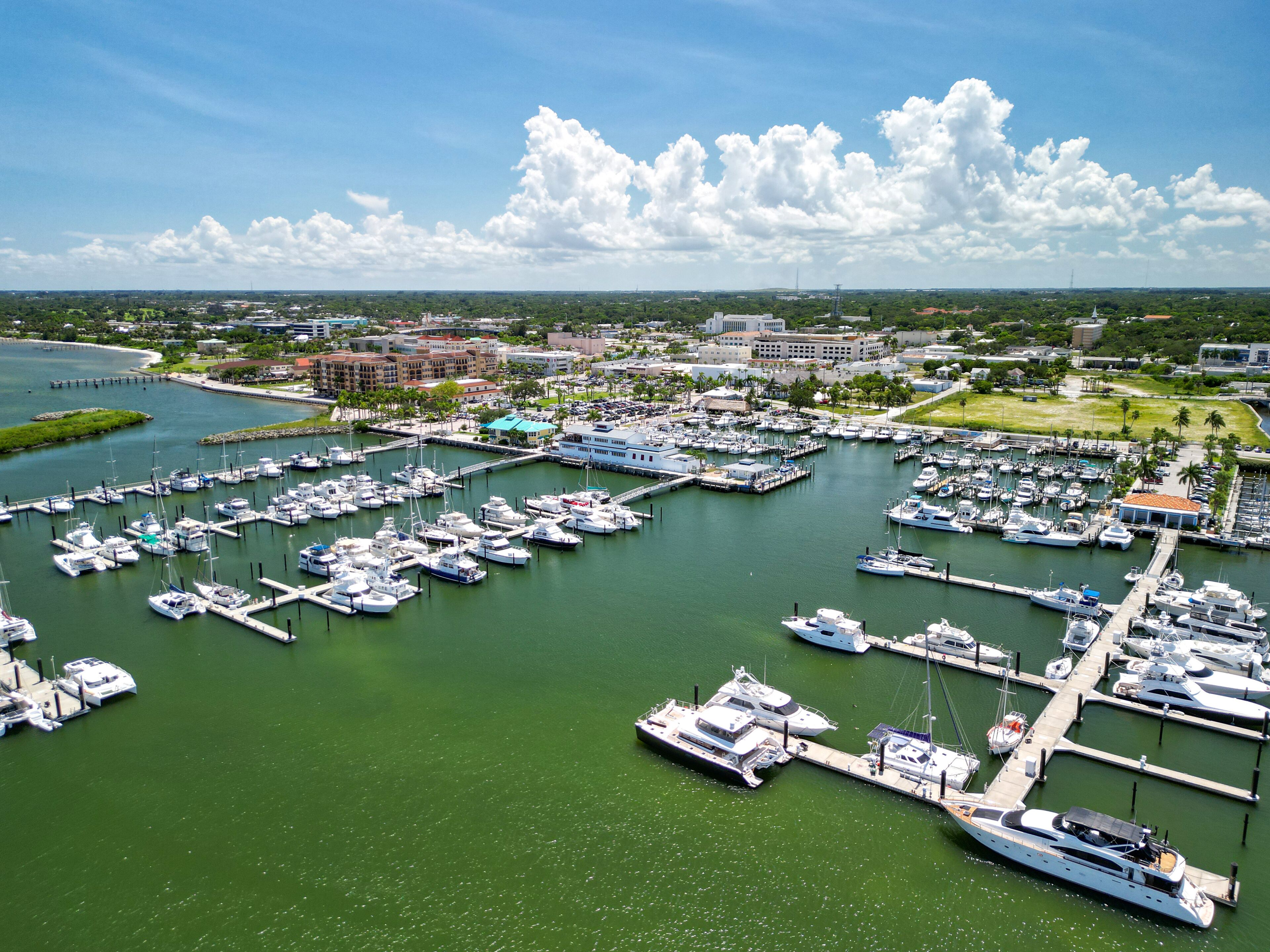 Downtown Fort pierce boat harbor on the Treasure Coast of Florida in St. Lucie County	