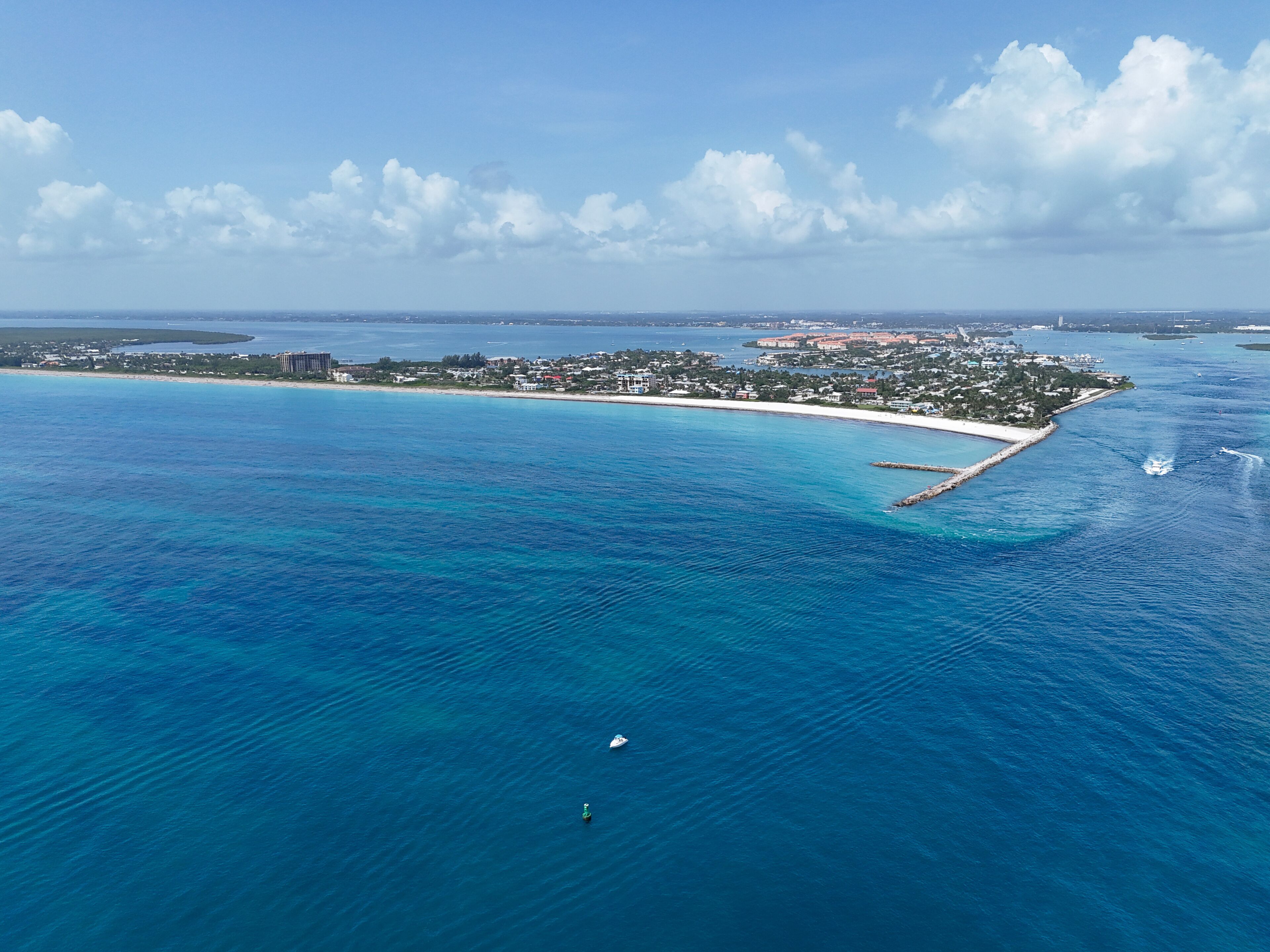 View of the south side of Fort Pierce Inlet on the Treasure Coast of Florida in St. Lucie County