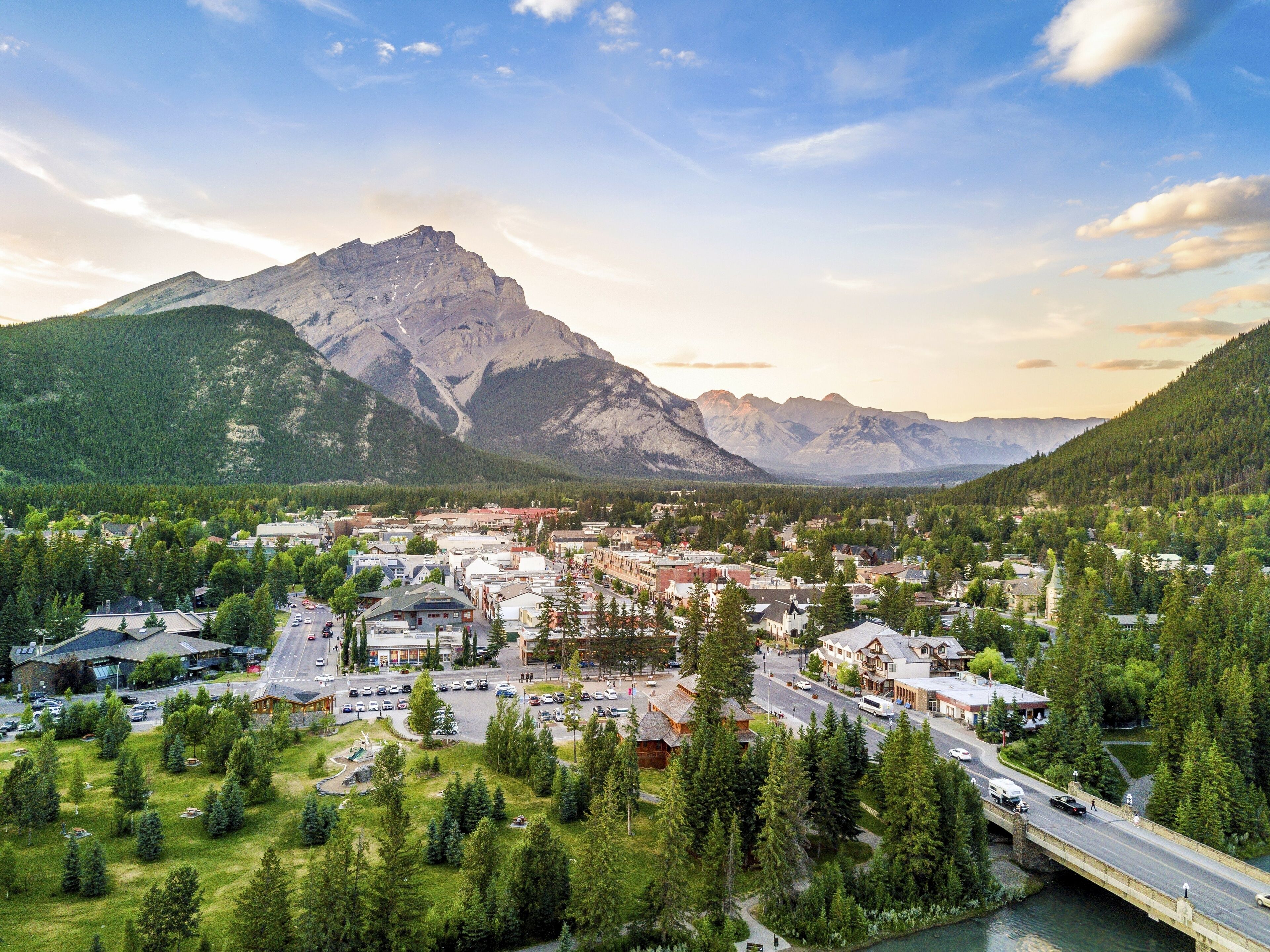 Cityscape of Banff in canadian Rocky Mountains, Alberta, Canada, North America