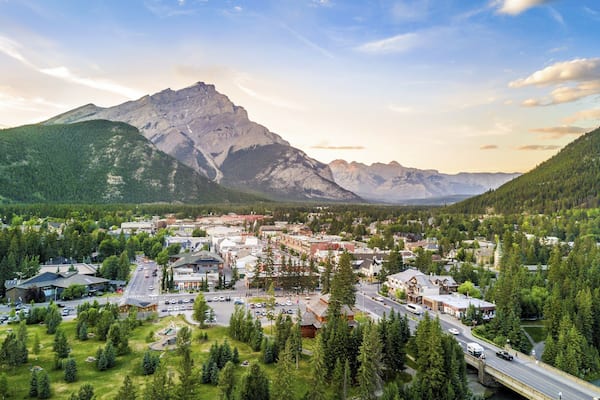 Cityscape of Banff in canadian Rocky Mountains, Alberta, Canada, North America