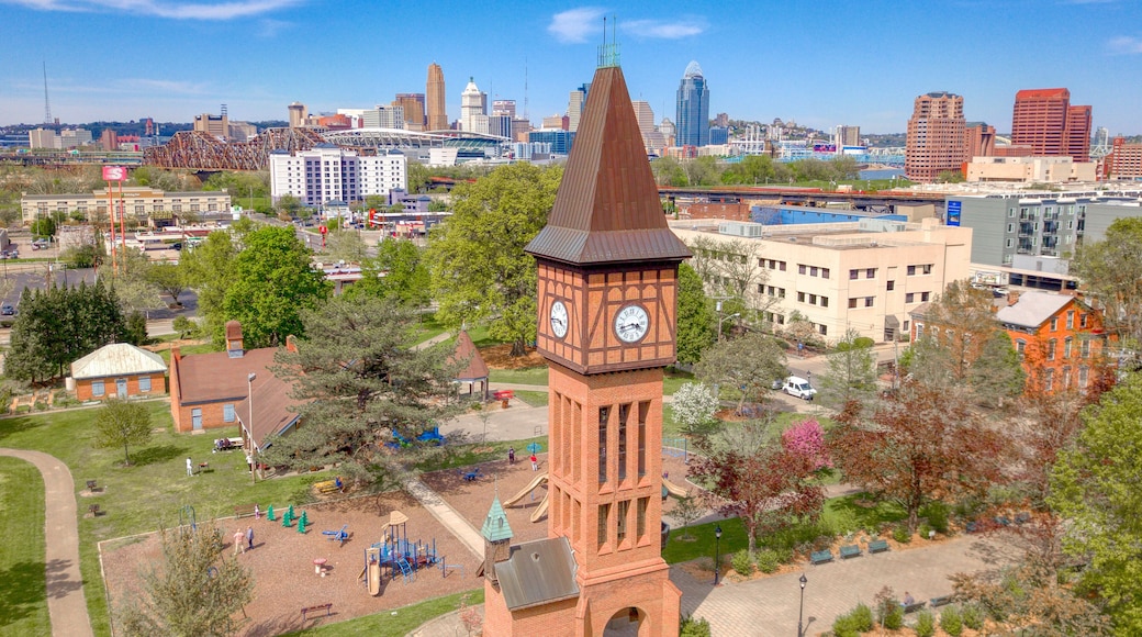 The Iconic Goebel Park Clock Tower in the Foreground of Downtown Cincinnati