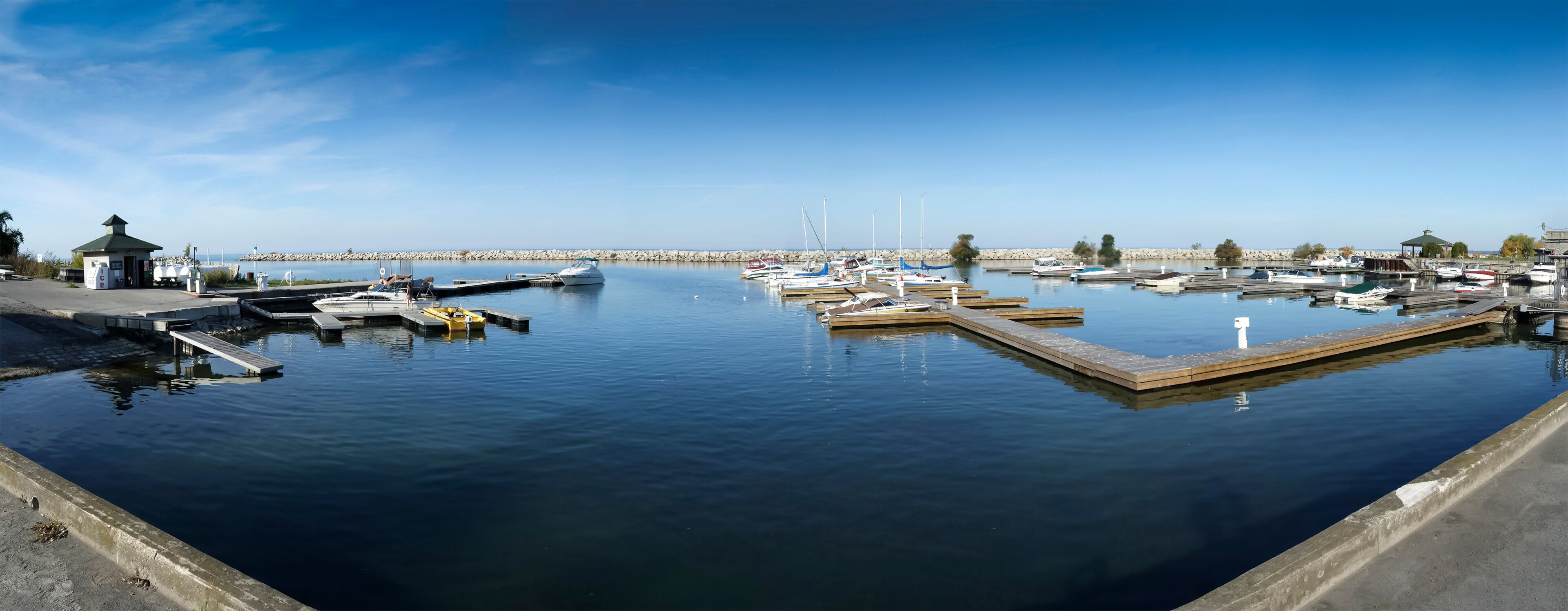 Panoramic view of harbor, River St Lawrence, Ontario, Canada