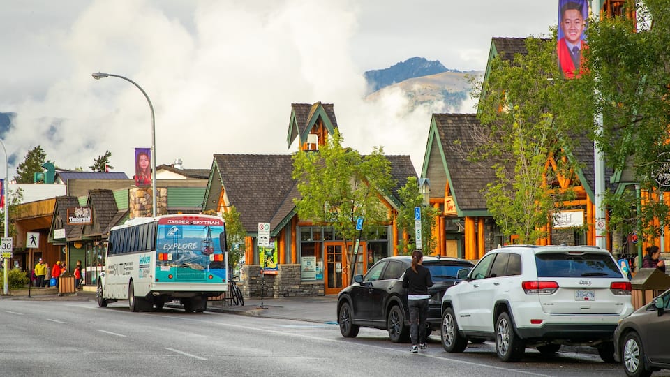 A bus, cars, and a building with a green roof.