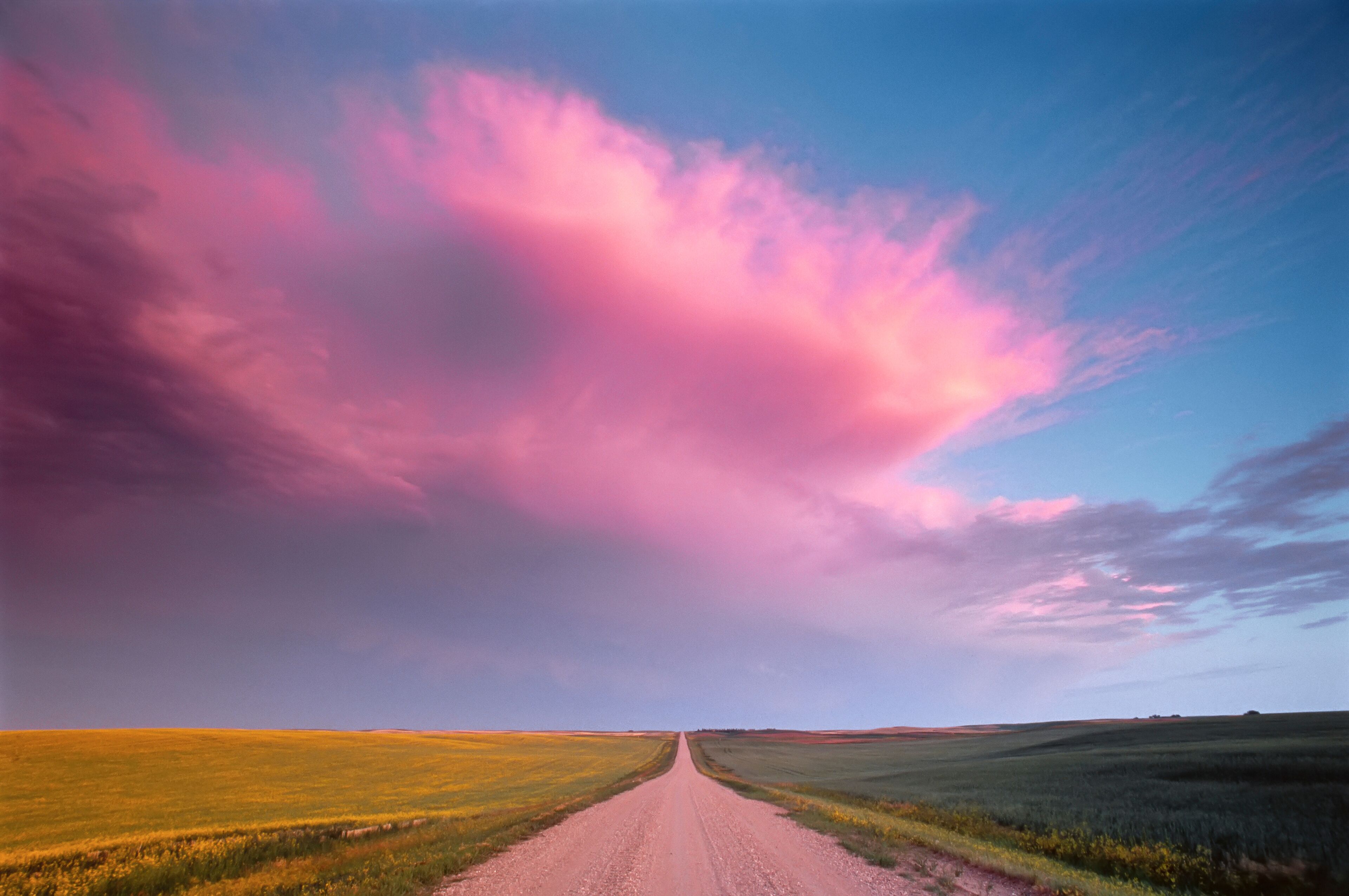 Prairie Road at Sunset Near Rosetown, Saskatchewan Canada
