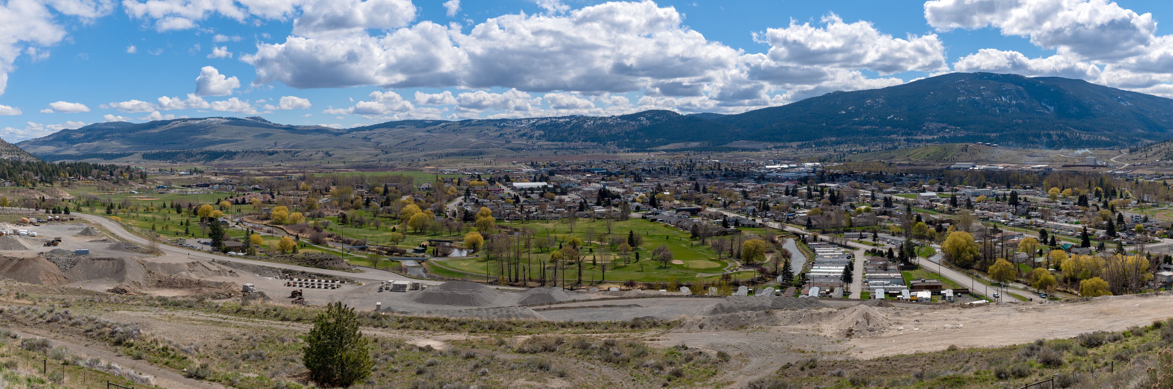 Panoramic view of the town of Merritt, British Columbia, Canada