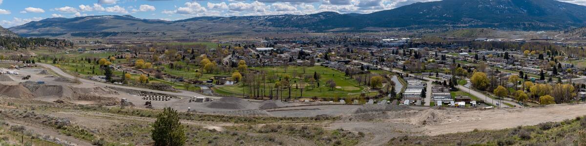 Panoramic view of the town of Merritt, British Columbia, Canada