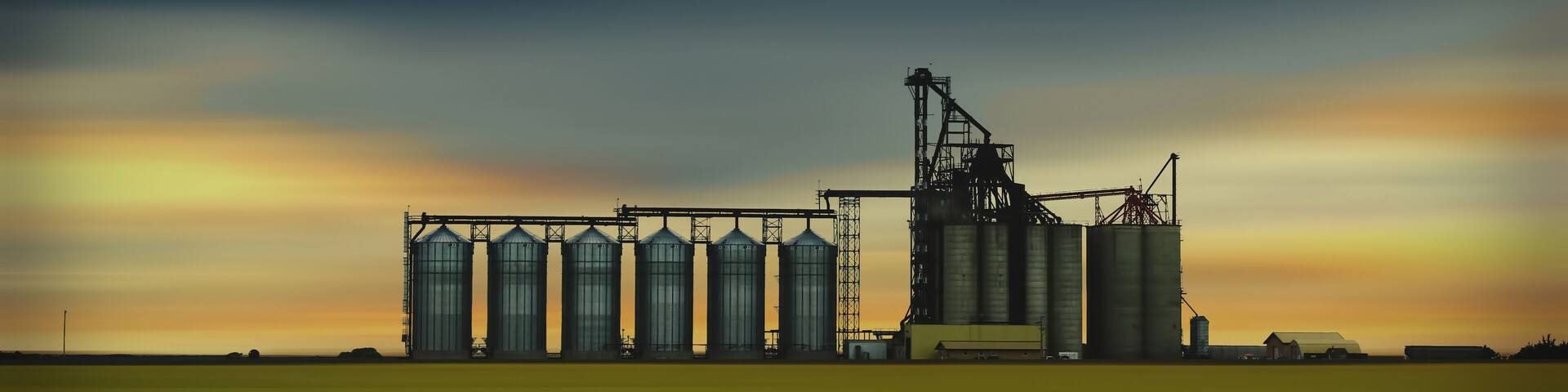 Inland grain terminal with the capacity to ship grain by rail. North Battleford, Saskatchewan, Canada