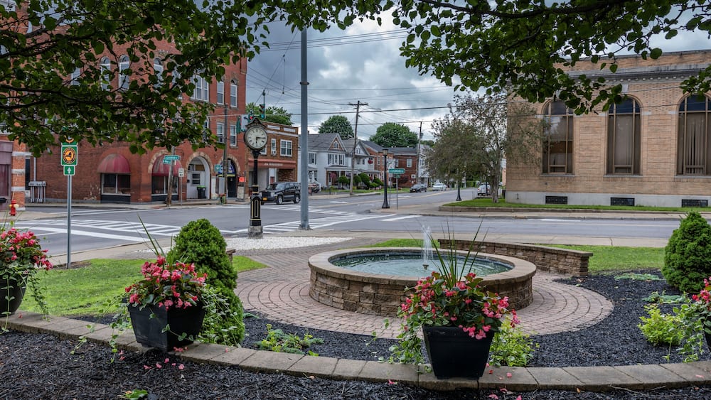 Frankfort, New York - July 2, 2021: Wide View of the Downtown Area of Frankfort Town in New York State.