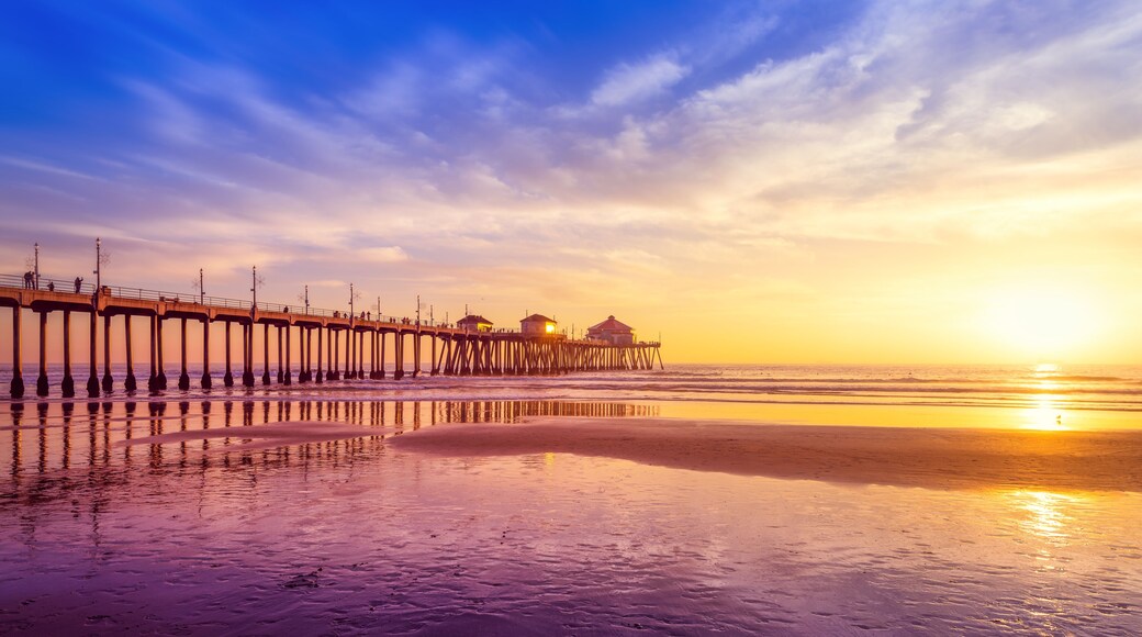the huntington beach during sunset, california