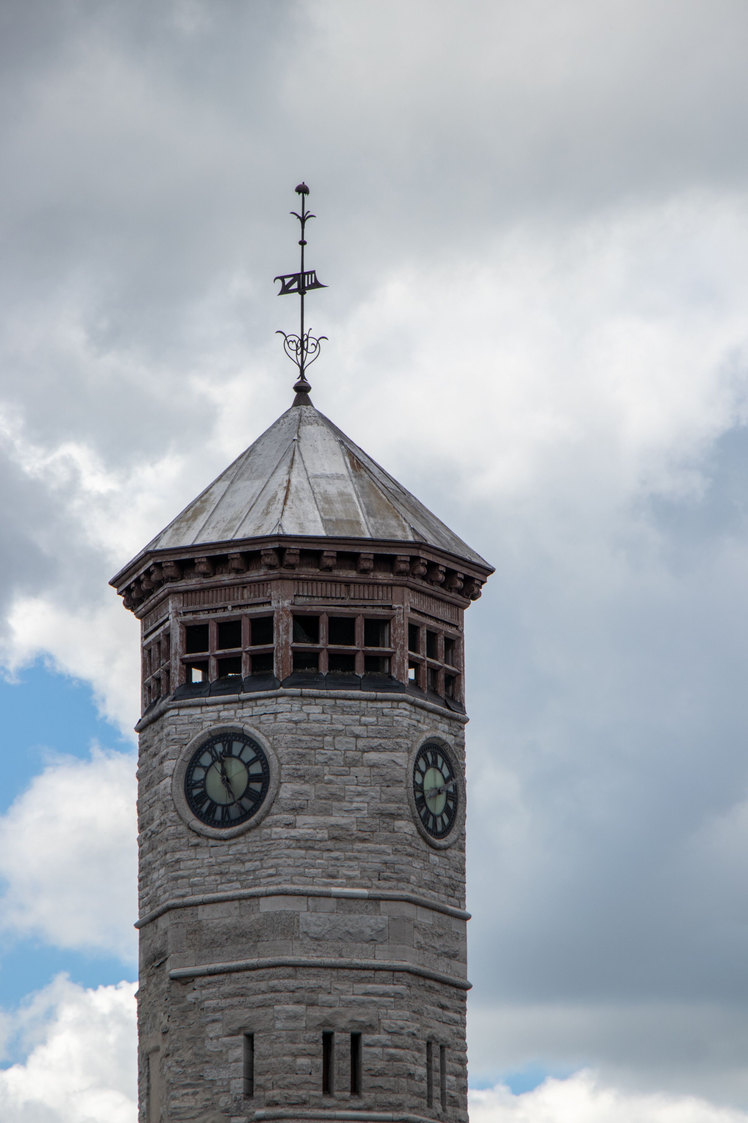 Historic clock tower made of limestone