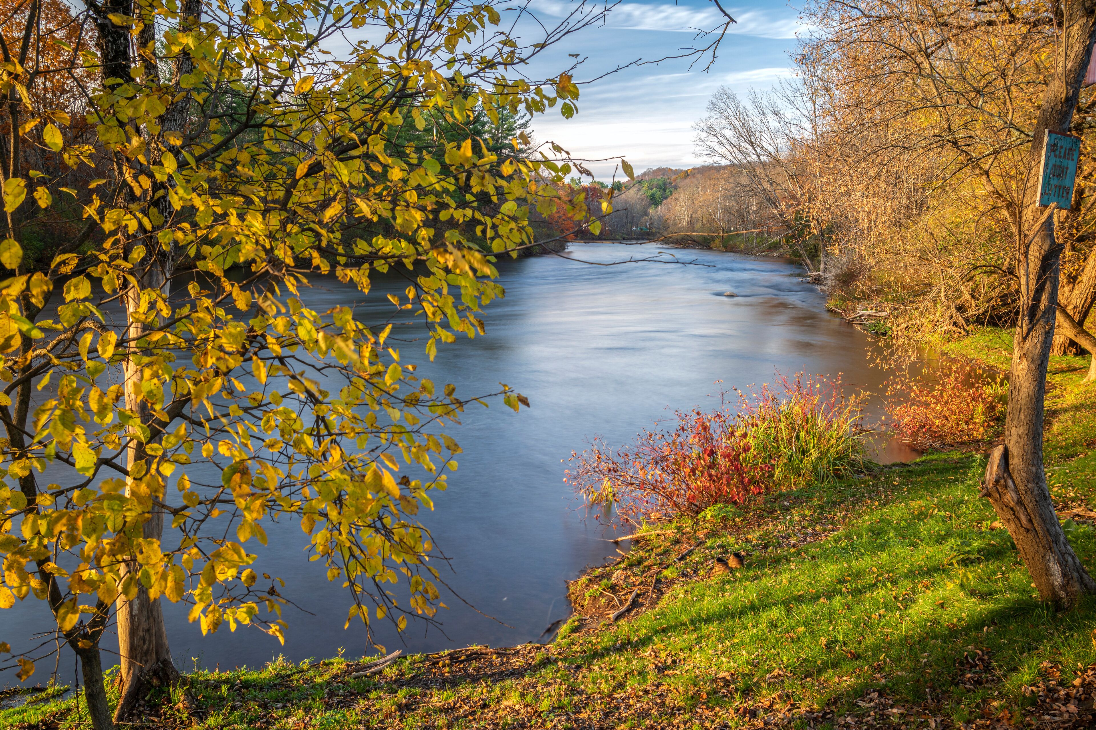 Full View of West Canada Creek Meander during Sunset where It Meets Mud and Cincinnati Creeks at Barneveld, New York