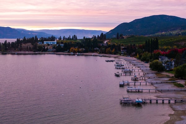 Vernon which includes a lake or waterhole, a bay or harbor and a sunset