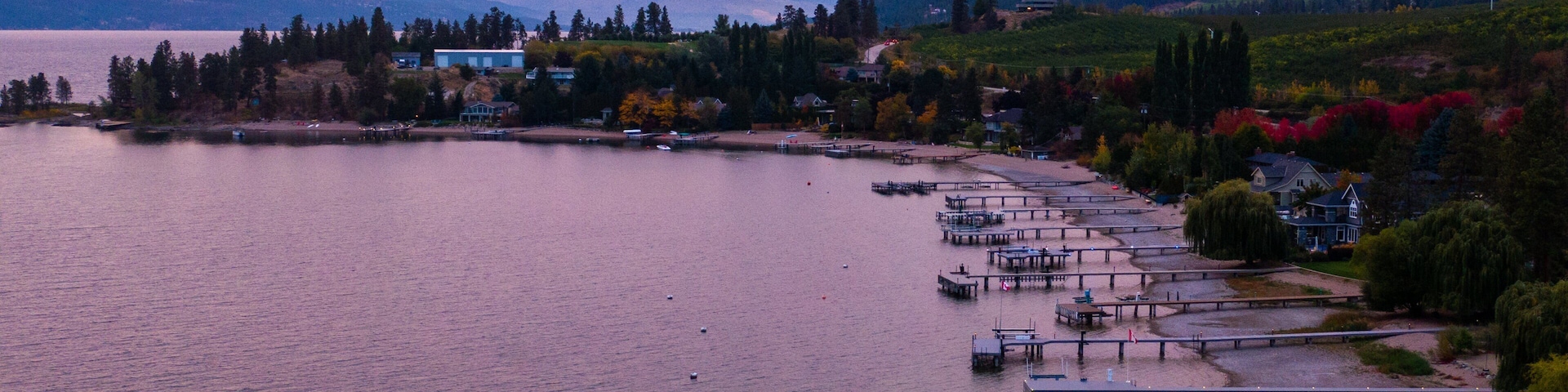 Vernon which includes a lake or waterhole, a bay or harbor and a sunset