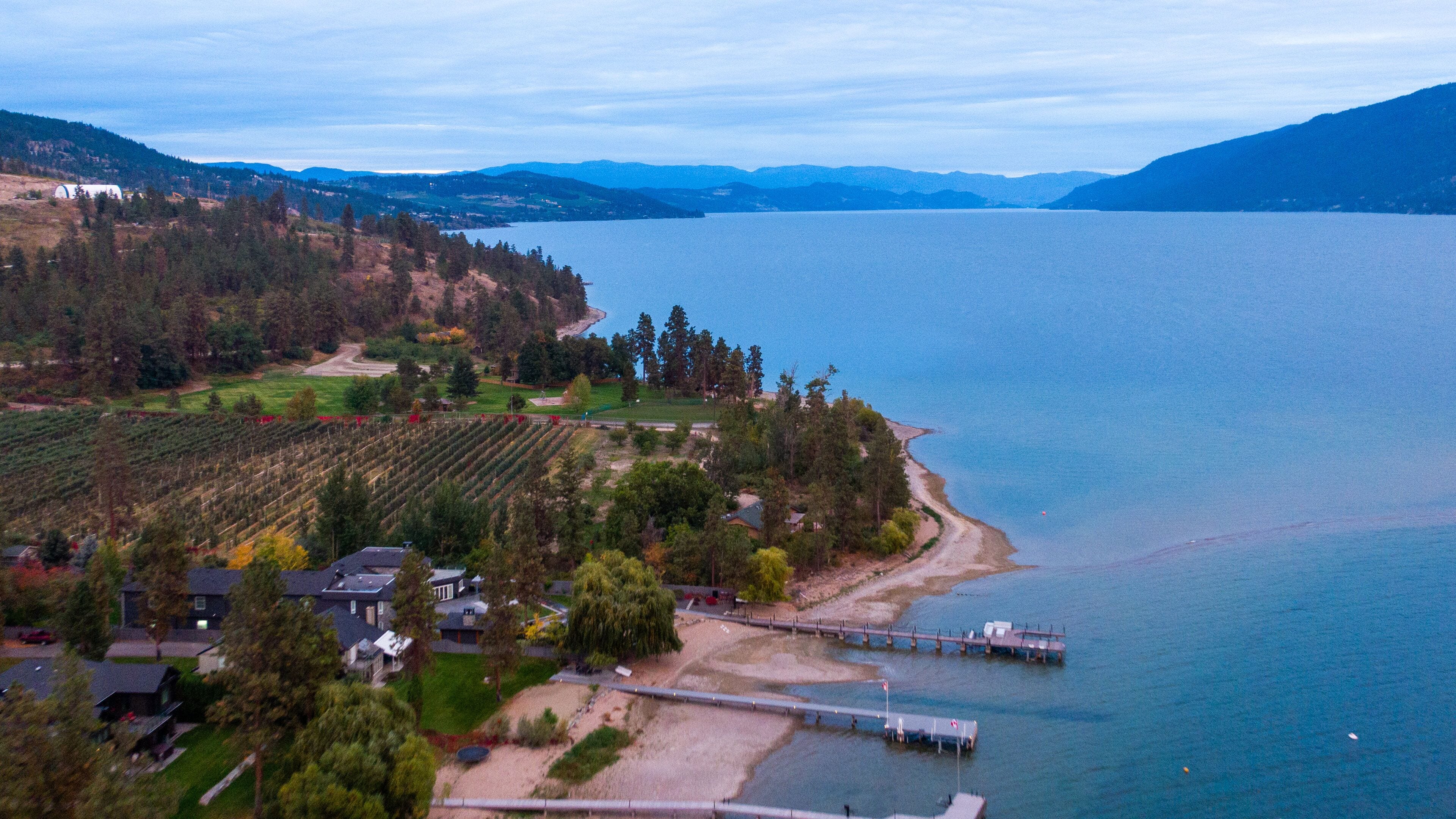 Vernon showing a small town or village, landscape views and a lake or waterhole