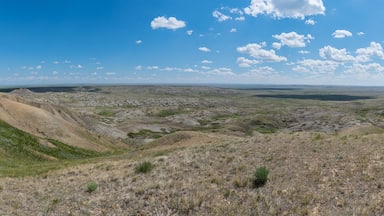 View of Grasslands National Park glacial formations from top of 70 Mile Butte