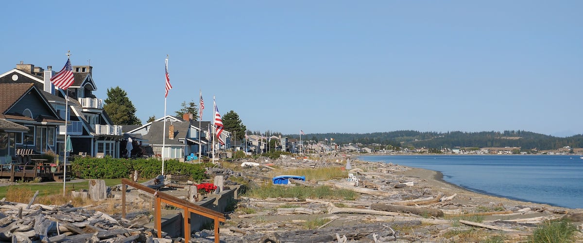 Patriotic waterfront homes on Whidbey Island-