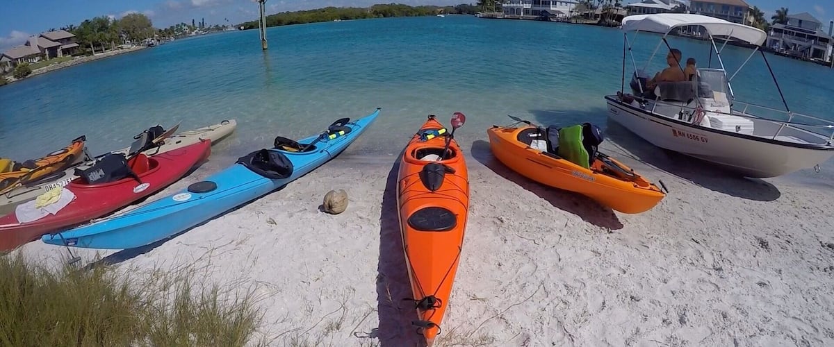 Kayaking stop on Snake Island, inter coastal waterway near the Gulf. Nokomis, FL